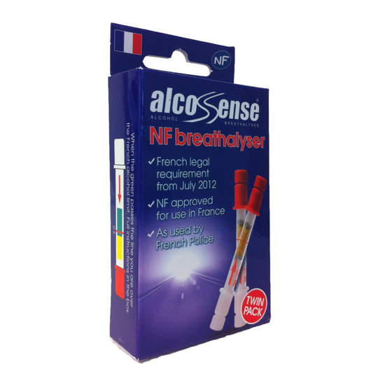 NF Approved Twin Pack of Alcosense NF Singles Alcohol Breathalyser Tester - Legal requirement For Driving in France Breathalyzer