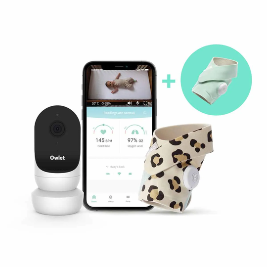 Owlet Duo - Smart Sock 3 + Cam 2 Baby Monitor Mint With Wild Child Accessory Sock Set