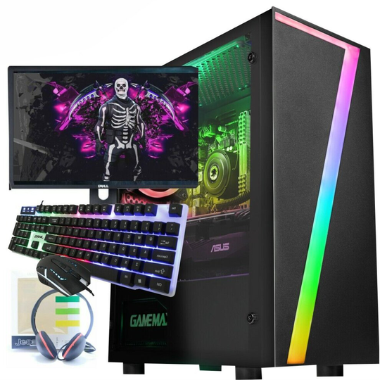Fast Gaming PC Computer Bundle Core i5 8GB 240GB SSD W10 Nvidia GT730