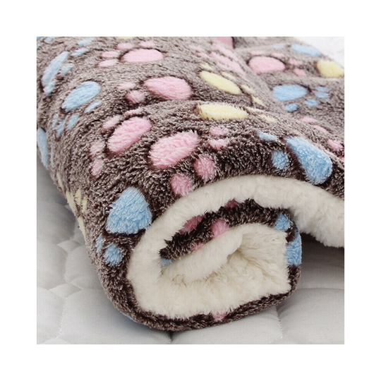 (MultiColour Footprint, 61*41cm) Puppy Pet Cat Dog Home Blanket Bed Mattress Kennel Washable Soft Crate Mat Warm