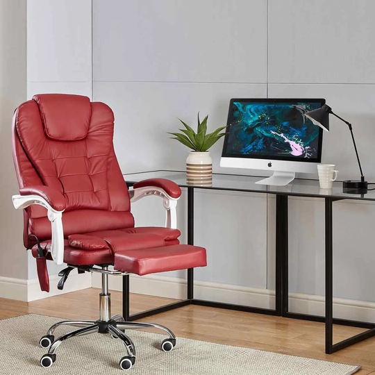 Neo Gaming Swivel Recliner Massage Chair With Footrest Burgundy