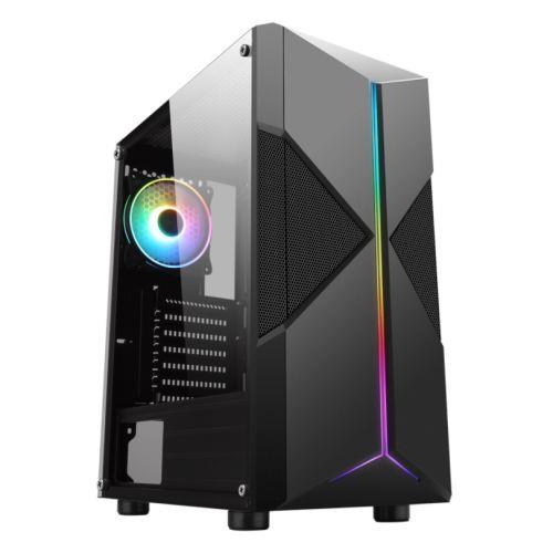 Spire Pyro ARGB Gaming Case w/ Glass Window ATX ARGB Strips w/ IC connection 1 ARGB Fan Mesh Top & 2 Front Cut-Outs