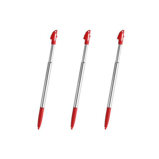 3x 3DS XL LL Red Silver Stylus Metal Retractable Touch Pen for Nintendo - New