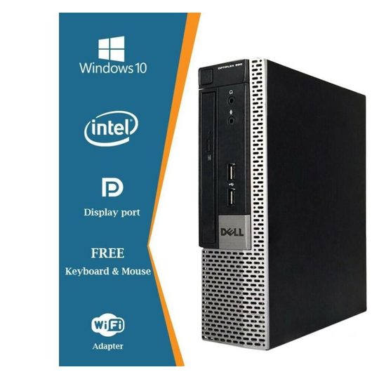 FULL DELL QUAD CORE i5 DESKTOP PC TOWER COMPUTER WINDOWS 10 4GB RAM 240GB SSD UK