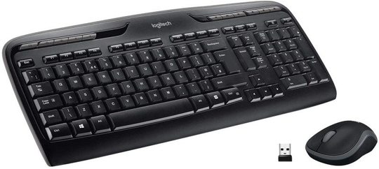 Logitech MK330 Wireless Keyboard and Mouse Deskset, Black