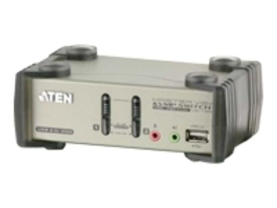 Aten 2 Port Kvmp Switch Ps2/usb + Audio Support (2 Cables Inc) 2xusb Hub Ports