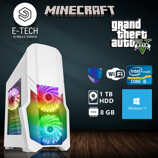 Gaming PC Computer Intel Quad Core i5 8GB DDR3 RAM 1TB HDD WIN11 Wi-Fi