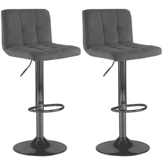 Neo Dark Grey Fabric Bar Stools With Matt Black Legs Set Of Two