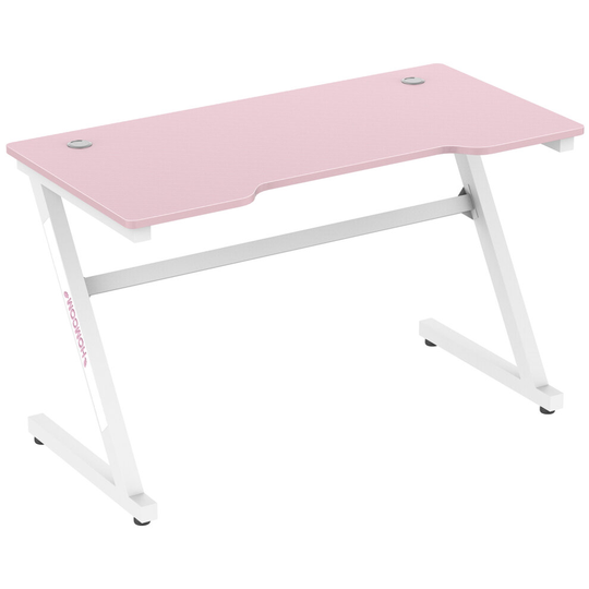 HOMCOM Z-Shaped Racing Style Gaming Desk Cable Management Home Pink