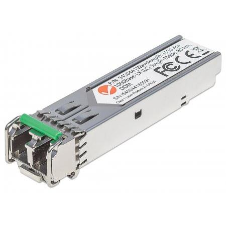 Intellinet Transceiver Module Optical Gigabit Fiber SFP 1000Base-Lx (LC) Single-Mode Port 80km MSA Compliant Equivalent to Cisco GLC-ZX-SMD Fibre Three Year Warranty