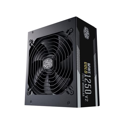 COOLER MASTER MWE Gold 1250 V2 1250W PSU 140mm Silent Fan with Smart Temperature Controlling Feature 80 PLUS Gold Fully Modular UK Plug Flat Black Cables RTX Ready