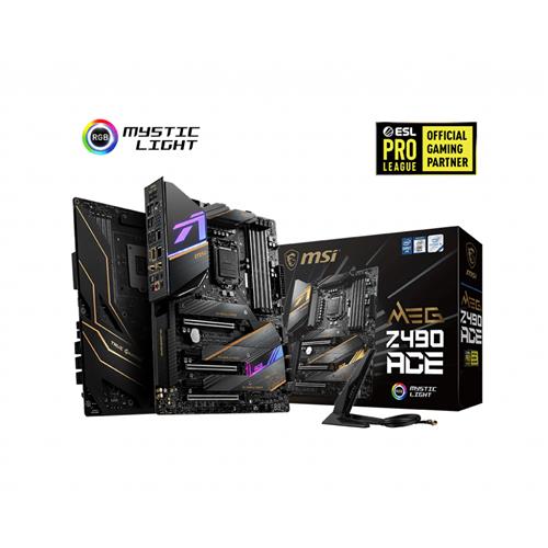MSI MEG Z490 ACE Motherboard 'ATX LGA1200 DDR4 Dual LAN 802.11ax WiFi 6 + Bluetooth 5.1 USB 3.2 Gen2 Lightning USB 20G Type C M.2 RGB Mystic Light Gen 4 Ready 10th Gen Intel Core'