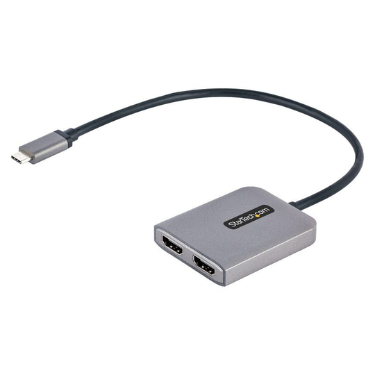 Startech USB-C to Dual HDMI MST HUB - Dual HDMI 4K 60Hz - USB Type C Multi Monitor Adapter for Laptop w/ 1ft/30cm cable - DP 1.4 Multi-Stream Transpor