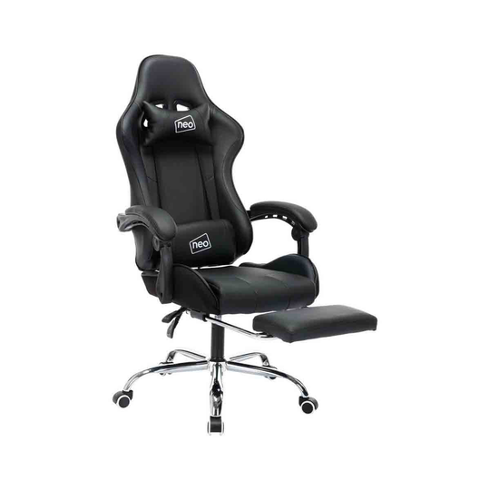 Neo Direct Black Leather Gaming Racing Recliner Chair With Footrest