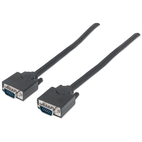 Manhattan VGA Monitor Cable 3m Black Male to Male HD15 Cable of higher SVGA Specification (fully compatible) Fully Shielded Lifetime Warranty Polybag