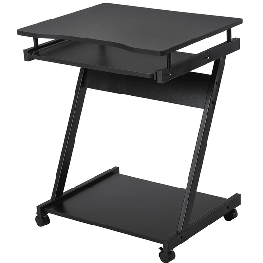 Rolling Basic Computer Desk - Black