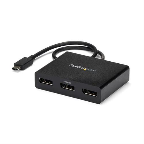 StarTech.com 3-Port Multi Monitor Adapter - USB-C to 3x DisplayPort 1.2 Video Splitter - USB Type-C to DP MST Hub - Dual 4K 30Hz or Triple 1080p - Thunderbolt 3 Compatible - Windows Only
