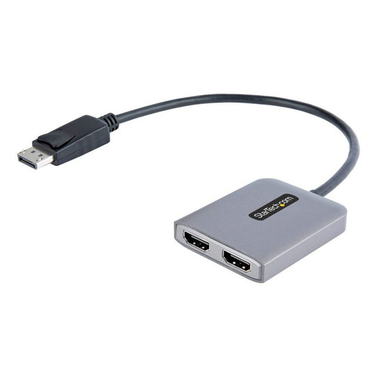Startech DP to Dual HDMI MST HUB - Dual HDMI 4K 60Hz - DisplayPort Multi Monitor Adapter with 1ft / 30cm cable - DP 1.4 Multi Stream Transport Hub, DS