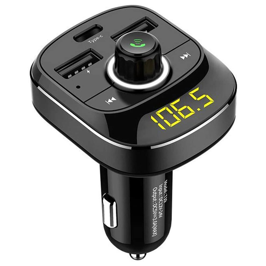 Budi 15W Bluetooth Type C FM Transmitter With Dual USB Ports and SD Card Support