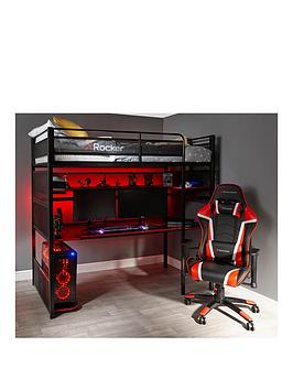 X Rocker Battlestation High Sleeper Bed and Desk, Black