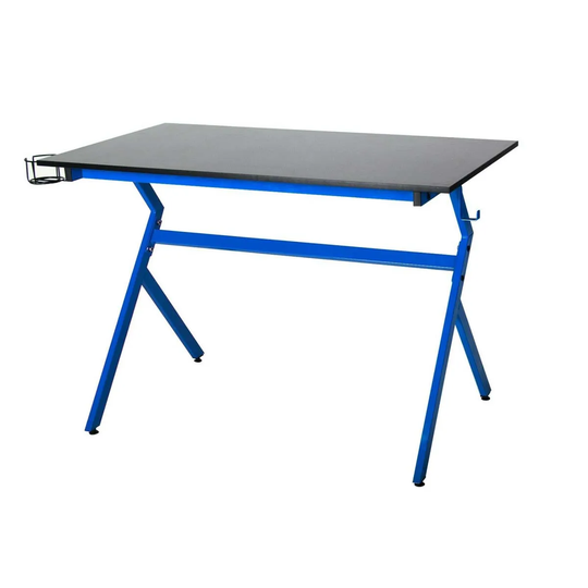 Neo Direct Blue Neo Ergonomic Gaming Desk with Headphone Hook Cup Holder & Cable Management
