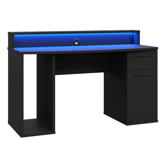 FWStyle 140Cm Wide Black Gaming Desk With Leds