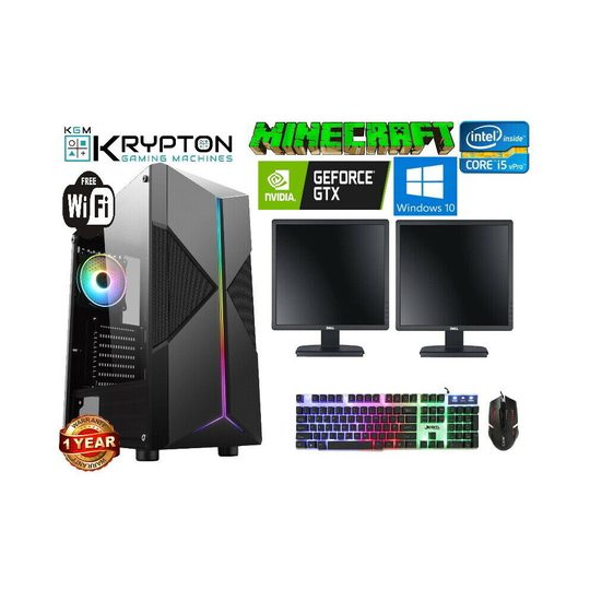 (4GB GTX 1050, PC Only ) Gaming PC Quad Core 8GB 1TB Win10 GTX1050 Screens
