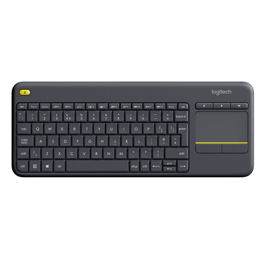 Logitech K400 Plus Wireless Touch Keyboard for Windows, Android and Chrome - QWERTY, UK Layout, Black
