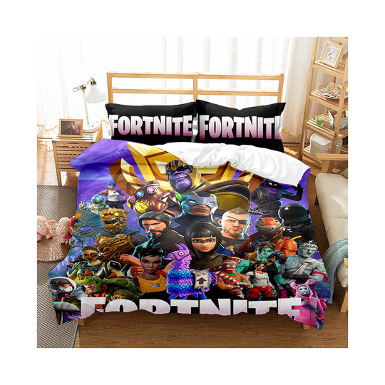 (08, Single) Fortnite Bedding Single Double Duvet Cover Pillow Cases Set