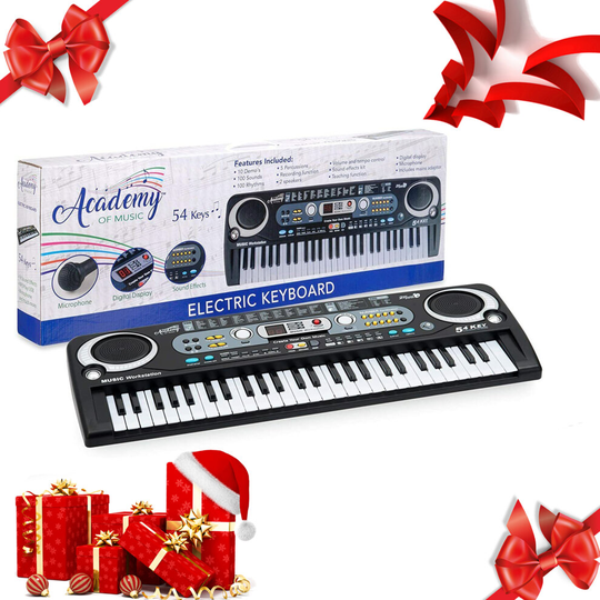 54 Keys Electronic Keyboard Digital Music Piano Instrument, Microphone & Stand