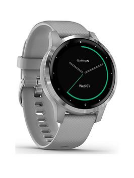 Garmin Vivoactive 4S, Smaller-Sized Gps Smartwatch, Features Music, Body Energy Monitoring, Animated Workouts, Pulse Ox Sensors And More - Powder Gray/Silver