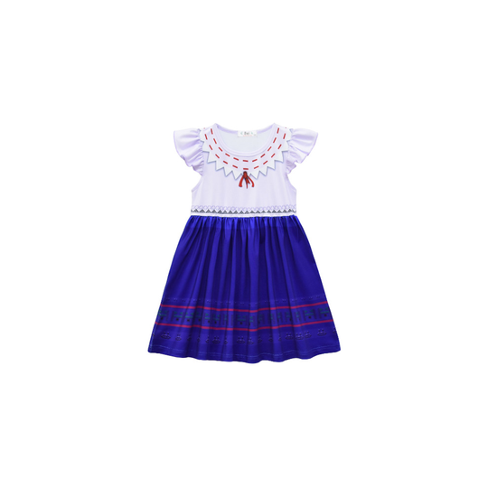 (D, 6-7 Years) Girls Party Fancy Dress Princess Encanto Mirabel Isabela Dolores Short Sleeve Costume Cosplay