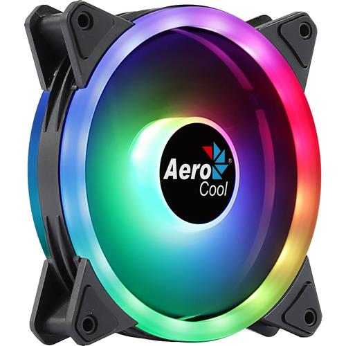 Aerocool DUO12 PC Fan 12cm ARGB LED Dual Ring Antivibration 6 Pins Black
