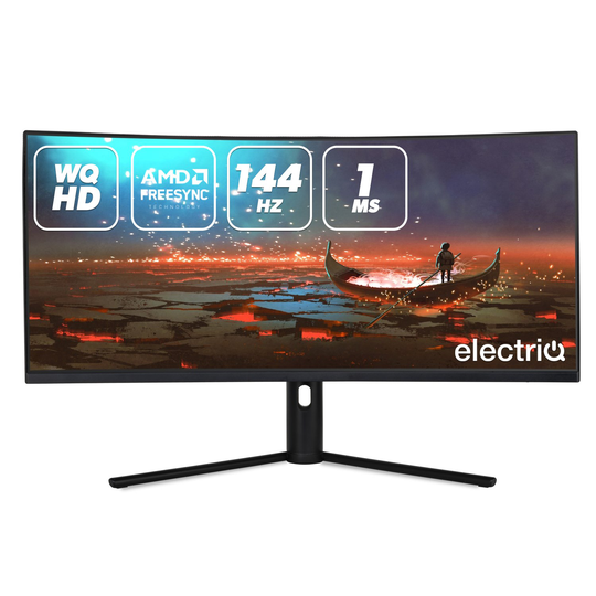 electriQ 34" WQHD QLED HDR 144Hz Curved Monitor