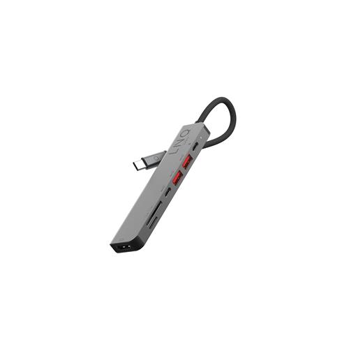LINQ byELEMENTS 7in1 USB-C Multiport Hub Aluminium 4k@60Hz HDMI output SD Card Reader TF Card Reader 2 x USB-A 3.2 Gen2 USB-C 3.2 Gen2 USB-C with 100W Power delivery for Macbook Pro and other USB-C devices