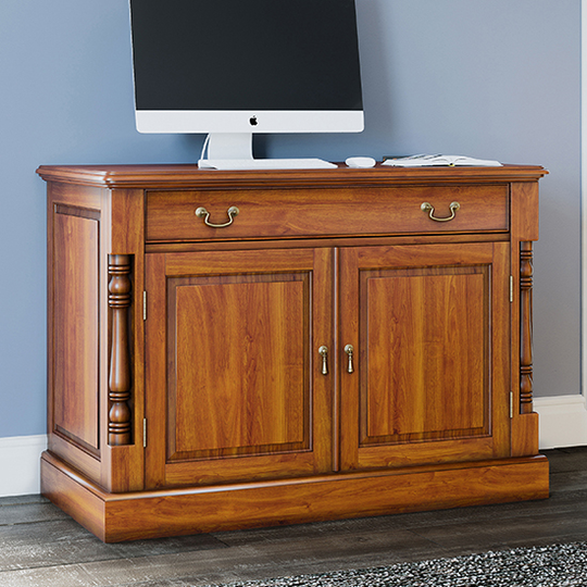 Leupp Wooden Hidden 2 Doors Computer Desk In Light Brown