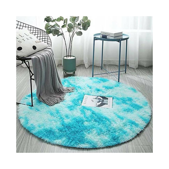(Blue, 100*100CM) Large Circle Round Rug Circular Carpet Soft Fur Fluffy Sheepskin Floor Home Mat!