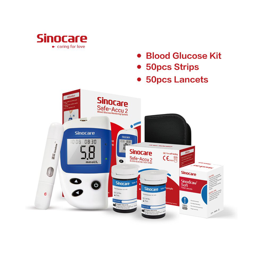 Sinocare Accu2 Blood Glucose Monitor Kit with 50Strips & Lancets