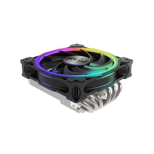 AKASA SOHO H6L Low-Profile Fan CPU Cooler Universal Socket 120mm PWM Addressable RGB LED Fan 2000RPM 6 Heat Pipes Low-Profile at 67.2mm Height Intelligent PWM Speed Control Secure & Easy Mounting