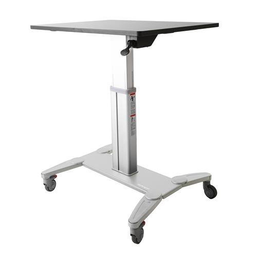 StarTech.com Mobile Standing Desk - Portable Sit Stand Ergonomic Height Adjustable Cart on Wheels - Rolling Computer/Laptop Workstation Table with Locking One-Touch Lift for Teacher/Student