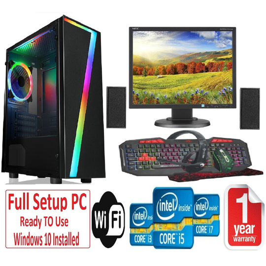 Fast Gaming PC Bundle+Bk Speakers - i5 8GB RAM 1TB GT710 2GB 19'' CASE 7
