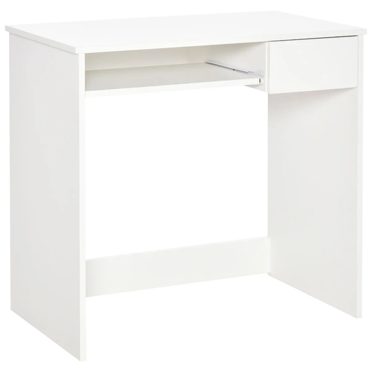 HOMCOM Compact Computer Table With Keyboard Tray Drawer Oak White