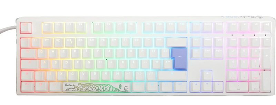 Ducky One 3 Classic Mechanical USB Keyboard in Pure White, Full-size, RGB, UK Layout, Cherry MX Blue Switches