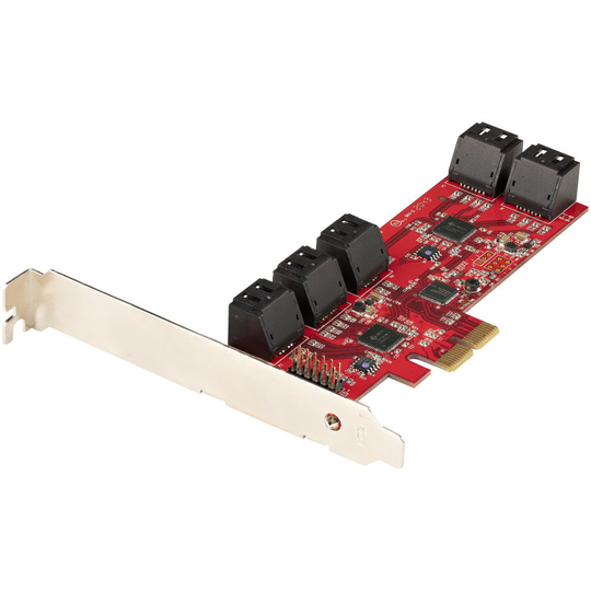 StarTech.com SATA PCIe Card - 10 Port PCIe SATA Expansion Card - 6Gbps - Low/Full Profile - Stacked SATA Connectors - ASM1062 Non-Raid - PCI Express t