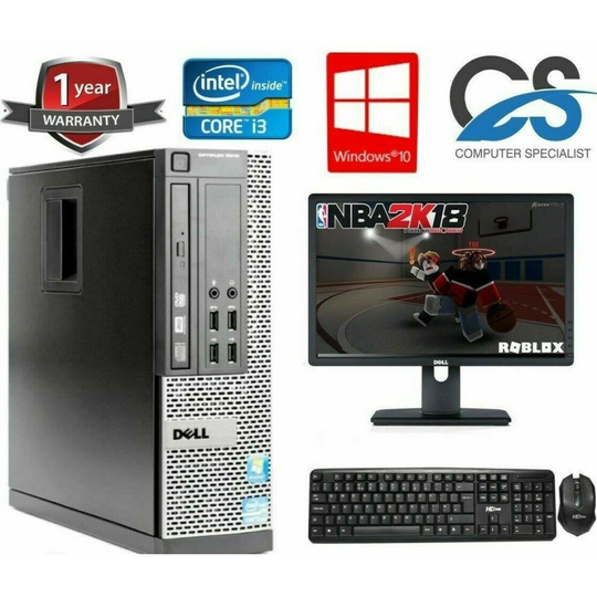 FAST GAMING DELL BUNDLE TOWER PC FULL SET COMPUTER SYSTEM INTEL i3 8GB RAM 19TFT