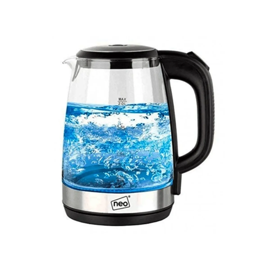 Neo 2L Cordless Blue LED Illuminated Electric Glass Jug Kettle - Black