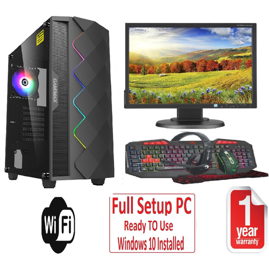Fast Gaming PC Bundle Intel QuadCore i5 8GB 1TB Window 10 2GB GT710 Black Diamond