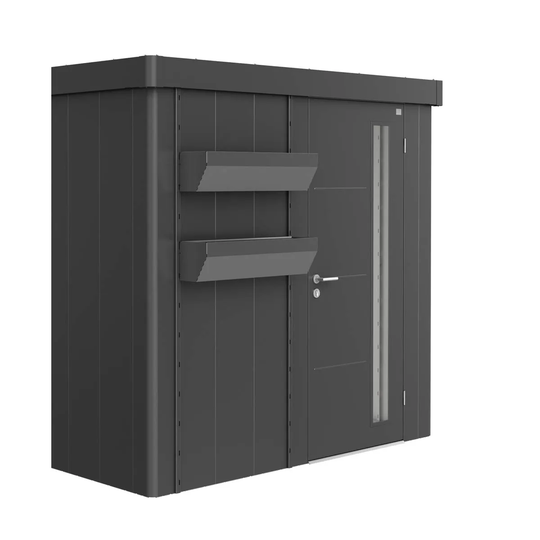 Biohort Floraboard To Side Canopy Garden Shed - Neo Metallic Dark Grey