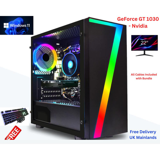 Core i7 Gaming PC 1TB HDD16GB RAM NVidia GT1030 2GB Windows 11 WiFi