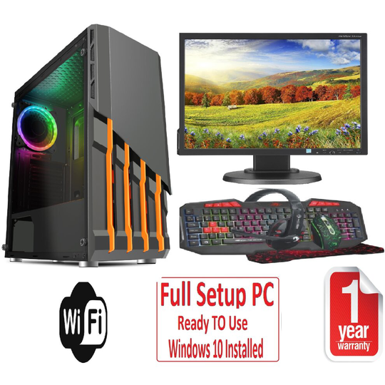 Gaming PC FullSetup Core i5 16GB RAM 1TB GT1030 Monitor WiFi HAVOC MIDI